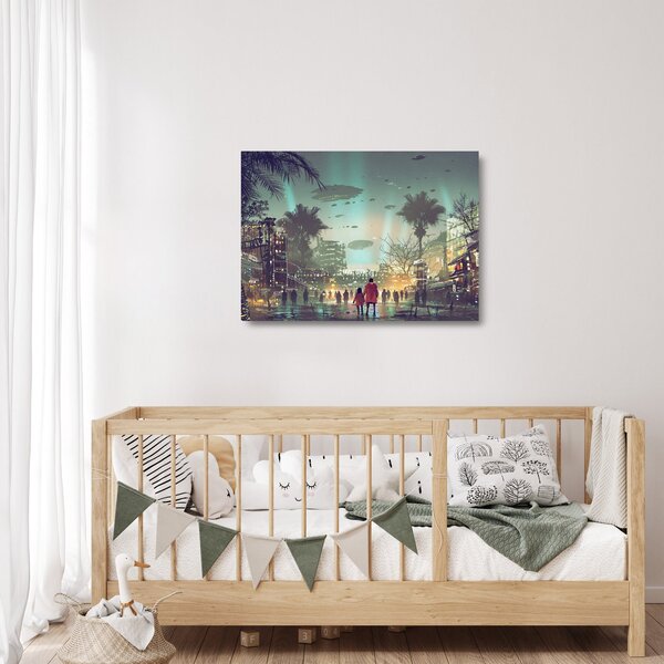 Staklena slika - mesto v prihodnosti (70x50 cm)