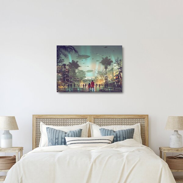 Staklena slika - mesto v prihodnosti (70x50 cm)