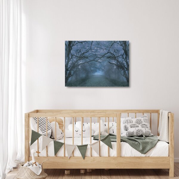 Staklena slika gozda v megli (70x50 cm)
