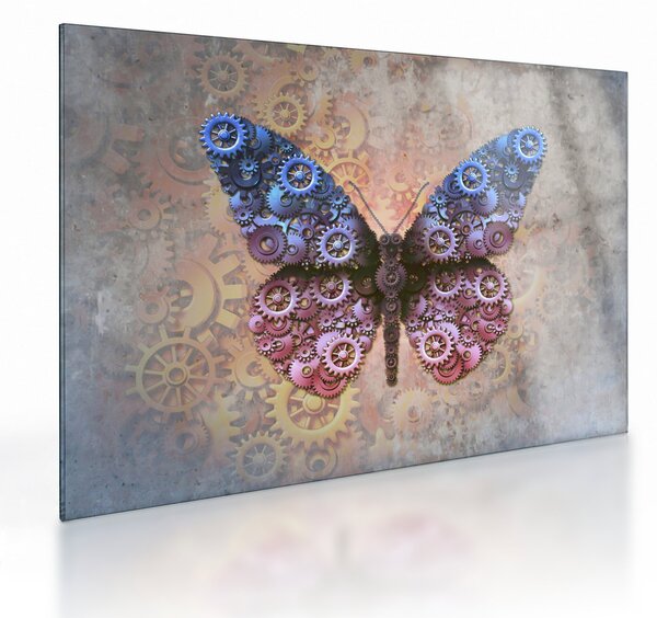 Staklena slika - Steampunk metulj (70x50 cm)