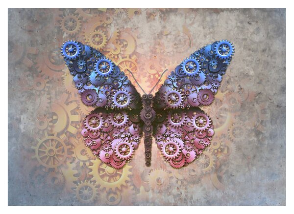 Staklena slika - Steampunk metulj (70x50 cm)
