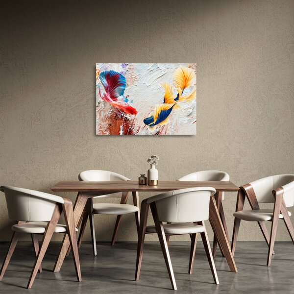Staklena slika - Borbene ribe (70x50 cm)