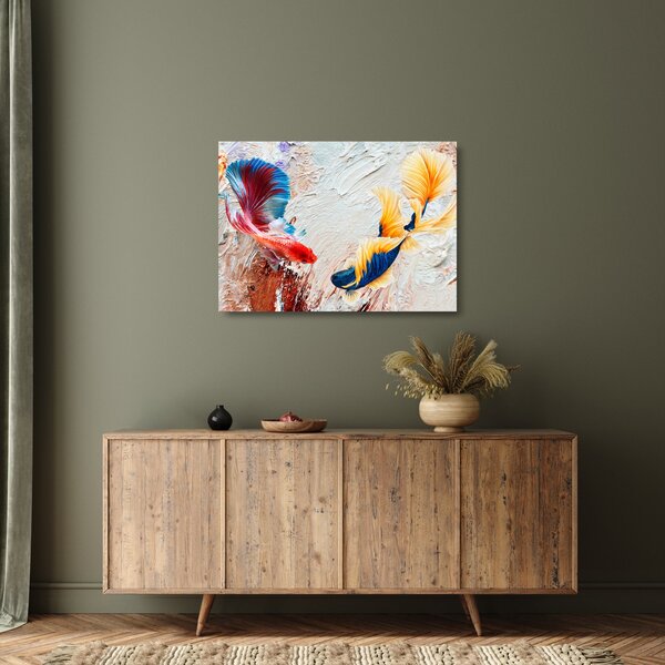 Staklena slika - Borbene ribe (70x50 cm)