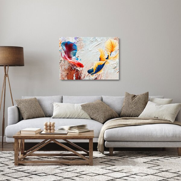 Staklena slika - Borbene ribe (70x50 cm)