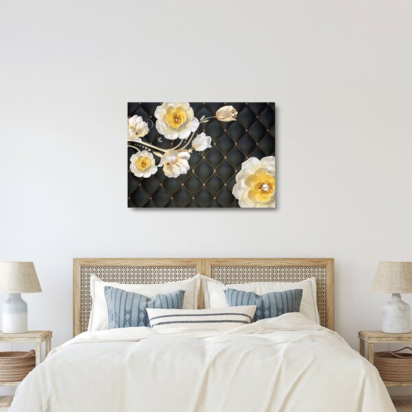 Staklena slika cvetov bele vrtnice (70x50 cm)