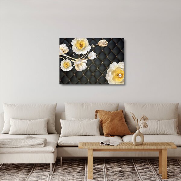 Staklena slika cvetov bele vrtnice (70x50 cm)