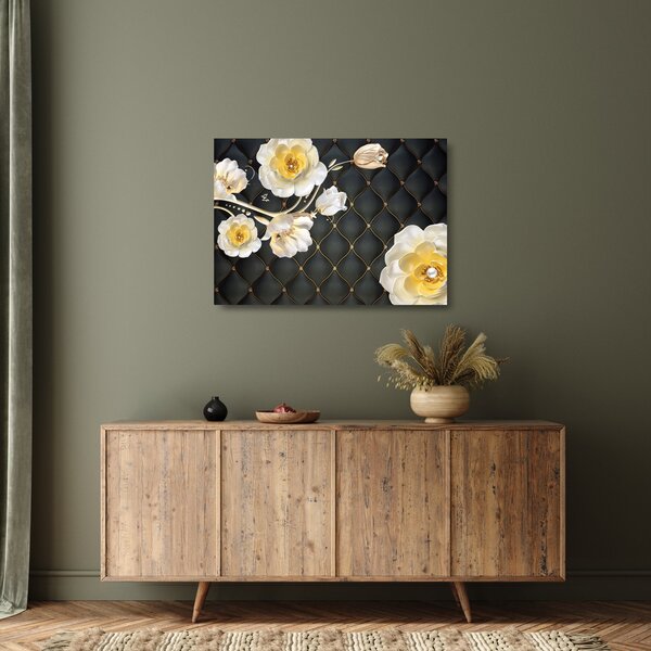 Staklena slika cvetov bele vrtnice (70x50 cm)