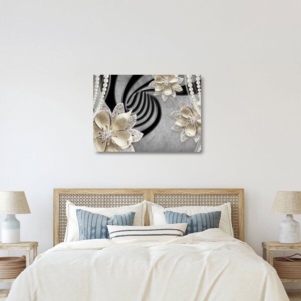 Staklena slika - 3D zlate rože (70x50 cm)