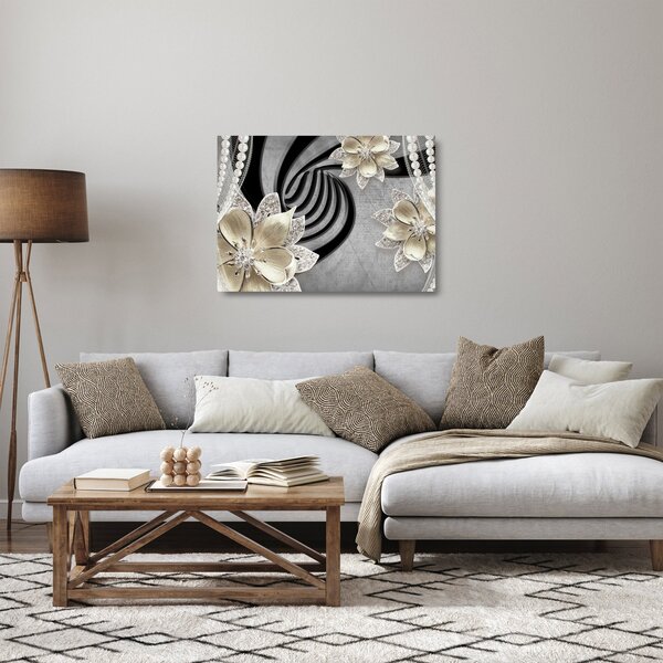 Staklena slika - 3D zlate rože (70x50 cm)