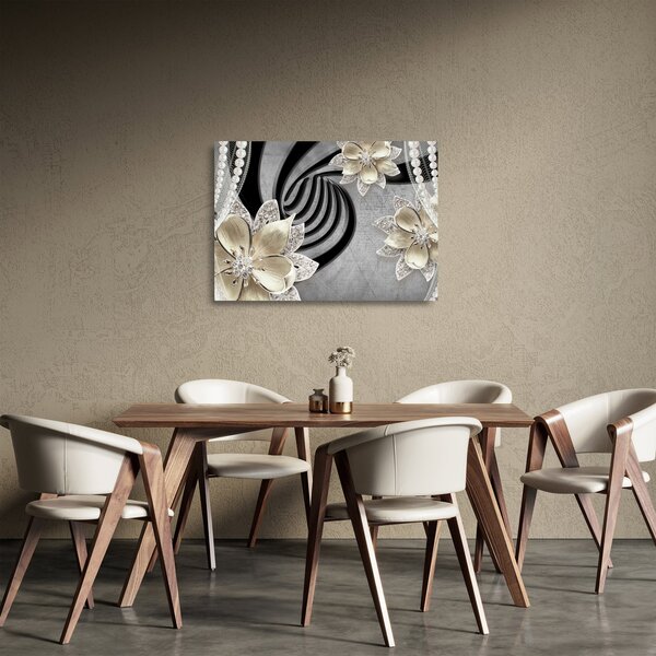 Staklena slika - 3D zlate rože (70x50 cm)