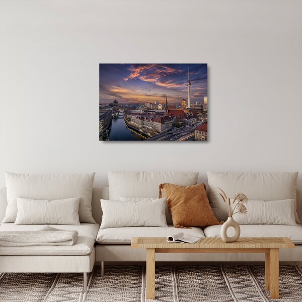 Staklena slika - Sončni zahod nad Berlinom (70x50 cm)