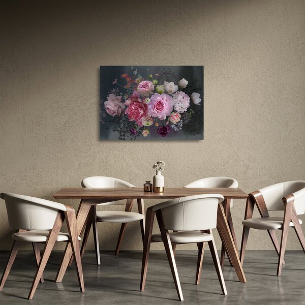 Staklena slika - Vrtne rože (70x50 cm)