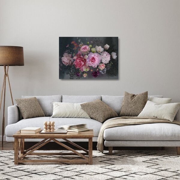 Staklena slika - Vrtne rože (70x50 cm)