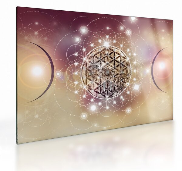 Staklena slika - Mandala z elementi (70x50 cm)