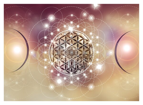 Staklena slika - Mandala z elementi (70x50 cm)