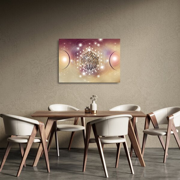 Staklena slika - Mandala z elementi (70x50 cm)