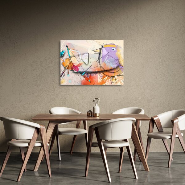 Staklena slika - Abstrakcija, ptica (70x50 cm)