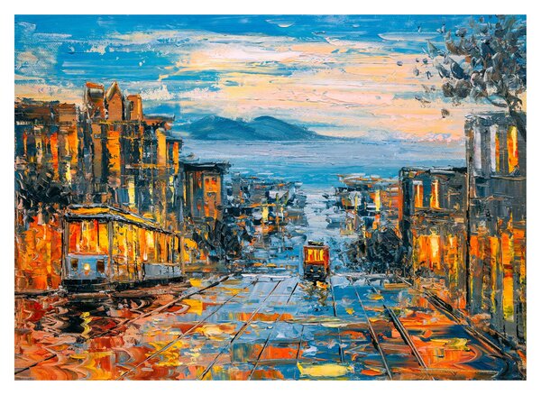 Staklena slika - Žičnica, San Francisco (70x50 cm)