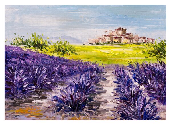Staklena slika - Provansa, Francija, oljna slika (70x50 cm)