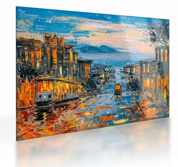 Staklena slika - Žičnica, San Francisco (70x50 cm)