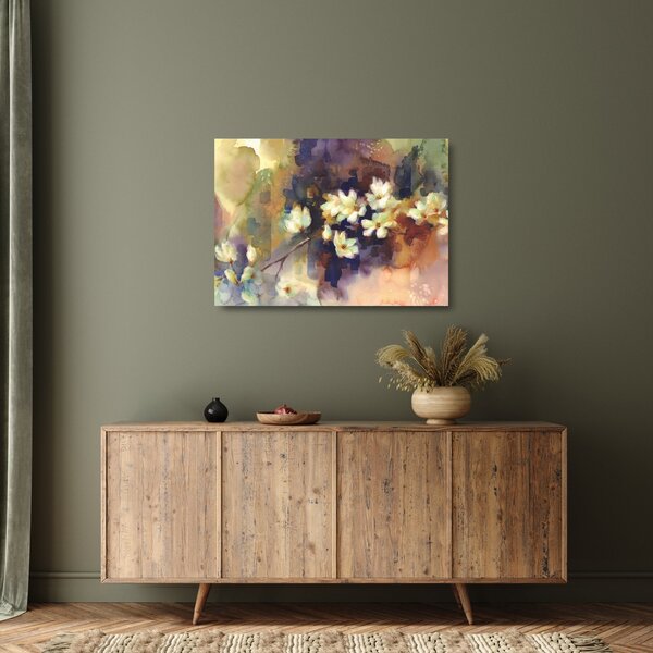 Staklena slika - Bele magnolije, slika (70x50 cm)