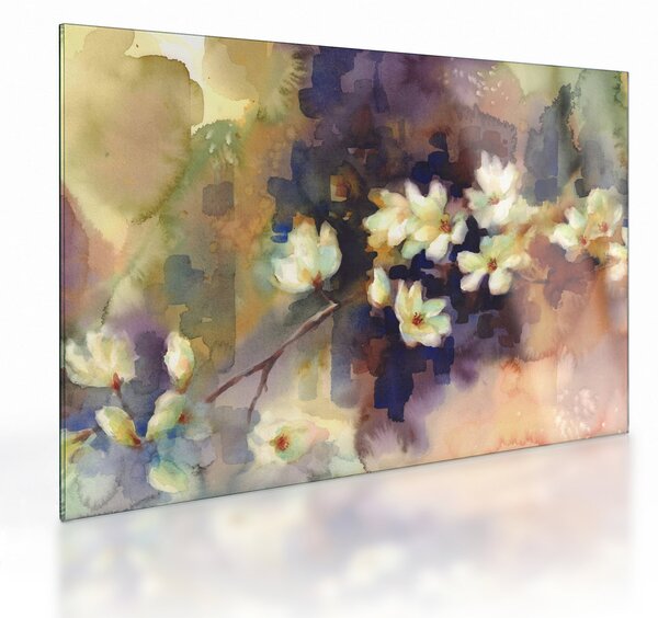 Staklena slika - Bele magnolije, slika (70x50 cm)