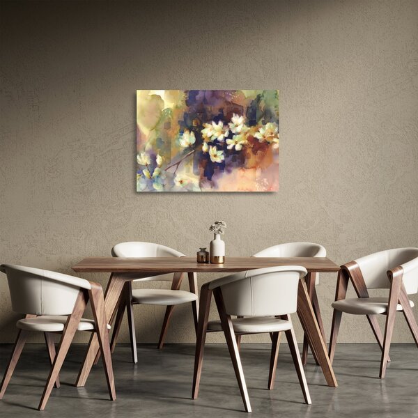 Staklena slika - Bele magnolije, slika (70x50 cm)