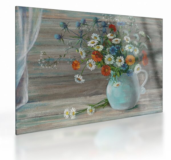 Staklena slika - Travniške rože, oljna slika (70x50 cm)