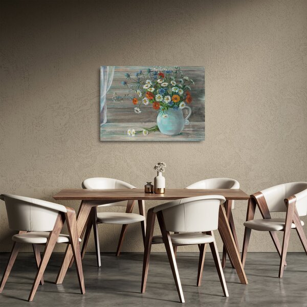 Staklena slika - Travniške rože, oljna slika (70x50 cm)