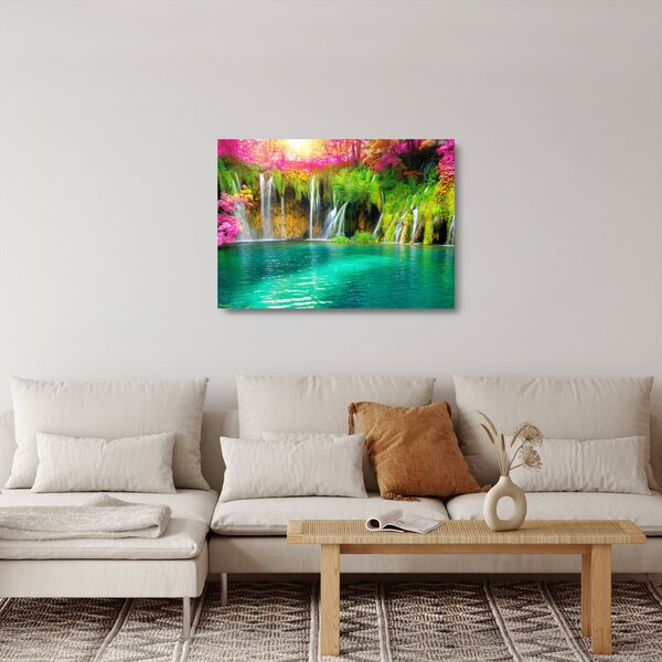 Staklena slika - Slap, Plitvička jezera, Hrvaška (70x50 cm)