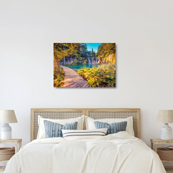 Staklena slika - Plitvička jezera, Hrvaška (70x50 cm)