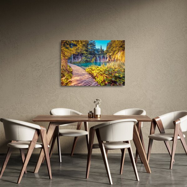 Staklena slika - Plitvička jezera, Hrvaška (70x50 cm)
