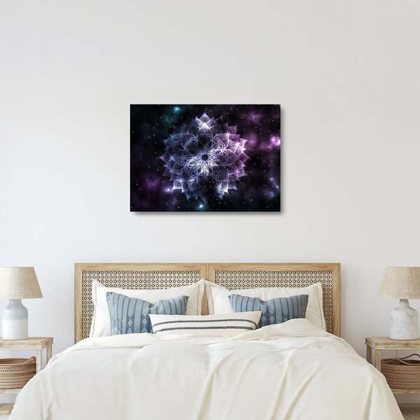 Staklena slika - Lotusova mandala v vesolju (70x50 cm)