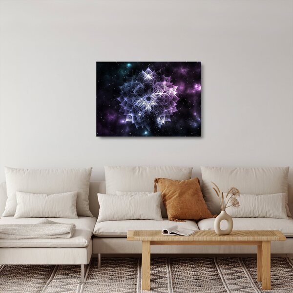 Staklena slika - Lotusova mandala v vesolju (70x50 cm)