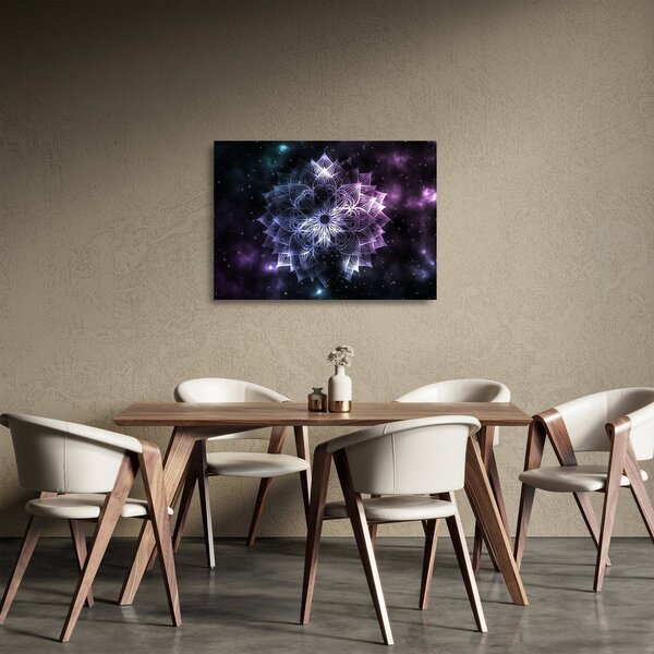 Staklena slika - Lotusova mandala v vesolju (70x50 cm)
