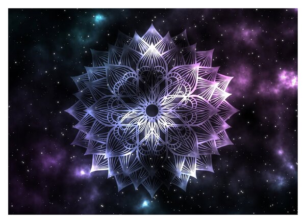 Staklena slika - Lotusova mandala v vesolju (70x50 cm)