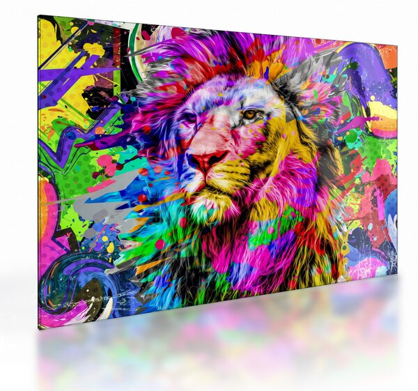 Staklena slika - 3D podoba leva (70x50 cm)
