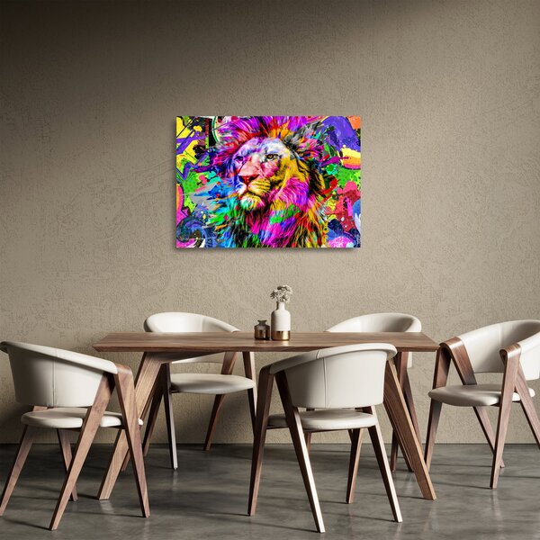 Staklena slika - 3D podoba leva (70x50 cm)
