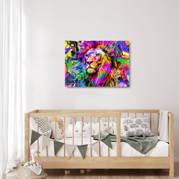 Staklena slika - 3D podoba leva (70x50 cm)