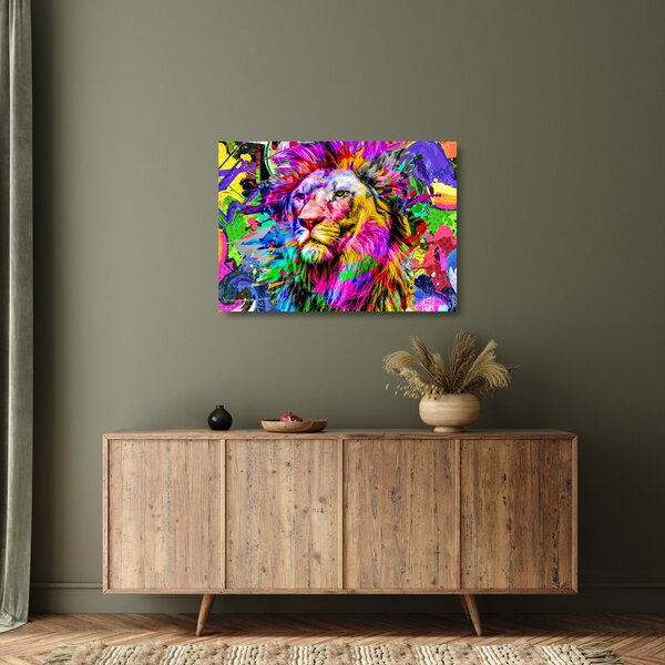 Staklena slika - 3D podoba leva (70x50 cm)