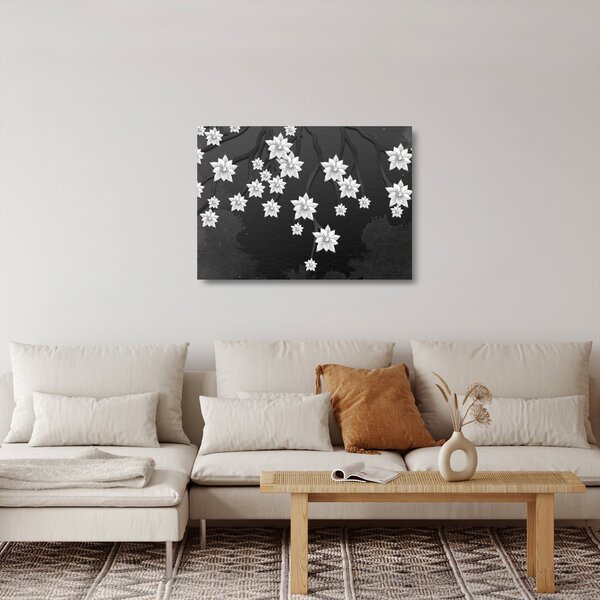 Staklena slika - Rože na vejah (70x50 cm)