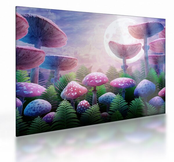 Staklena slika - Gobe ob polni luni, grafika (70x50 cm)