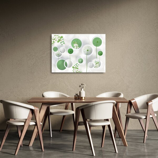 Staklena slika - Rože v krogih (70x50 cm)