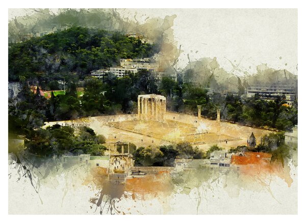 Staklena slika - Zeusov tempelj, Atene, Grčija (70x50 cm)