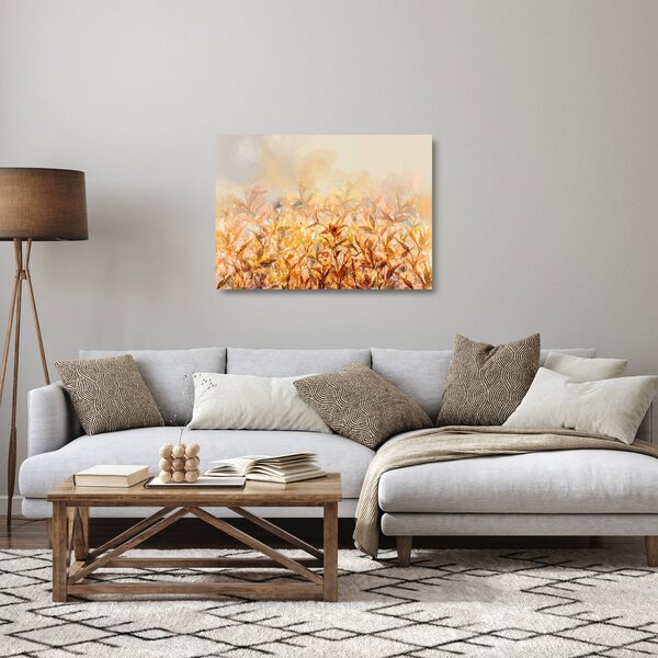 Staklena slika - Listje v jesenskih barvah, oljna slika (70x50 cm)