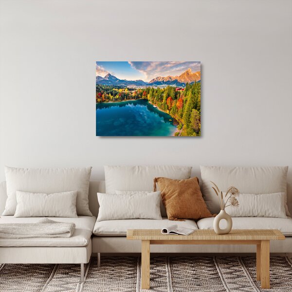 Staklena slika - Uriško jezero, Avstrija (70x50 cm)