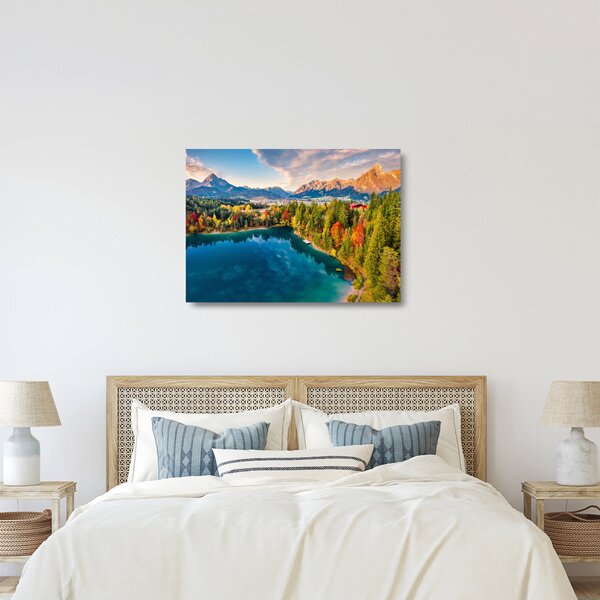 Staklena slika - Uriško jezero, Avstrija (70x50 cm)