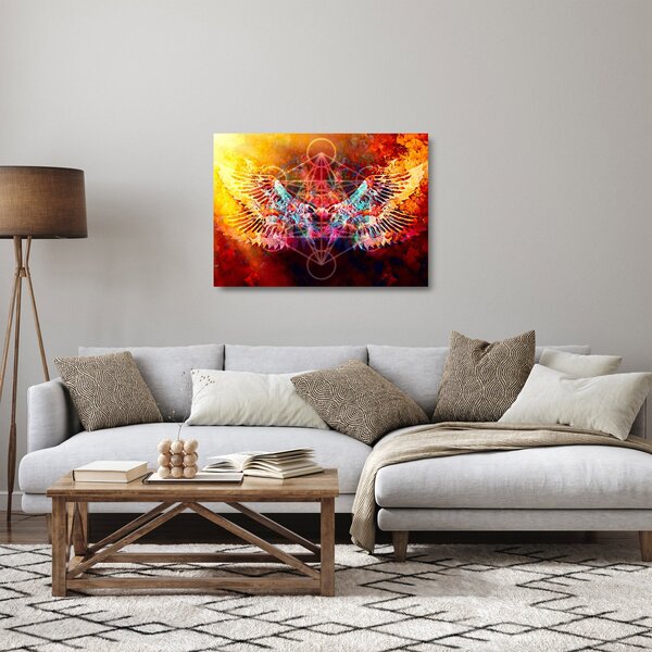 Staklena slika - Merkaba s krili, abstrakcija (70x50 cm)
