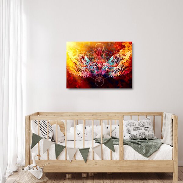 Staklena slika - Merkaba s krili, abstrakcija (70x50 cm)