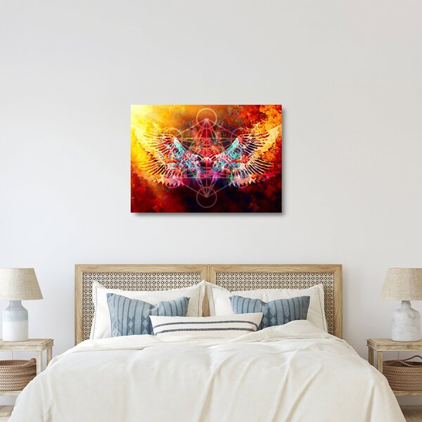 Staklena slika - Merkaba s krili, abstrakcija (70x50 cm)